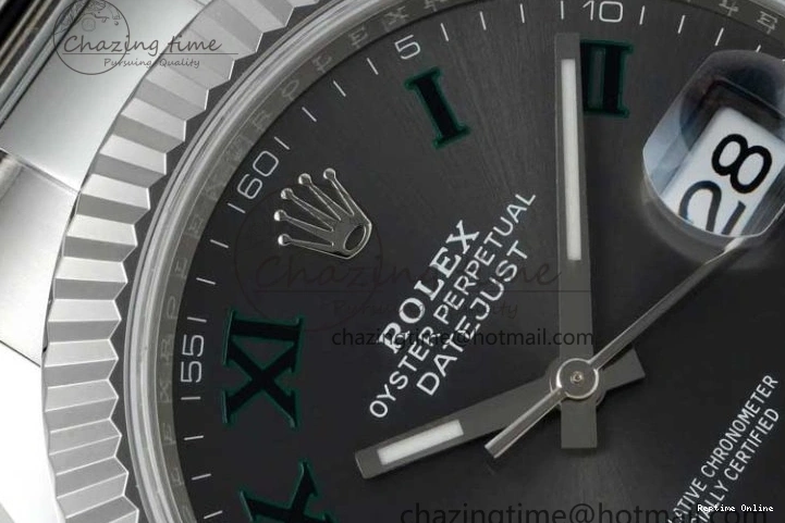 0212 DateJust 41 126334 NTF 1:1 Best Edition 904L Steel Gray Dial Green Roman on Oyster Bracelet VR ZeroBulk 2285